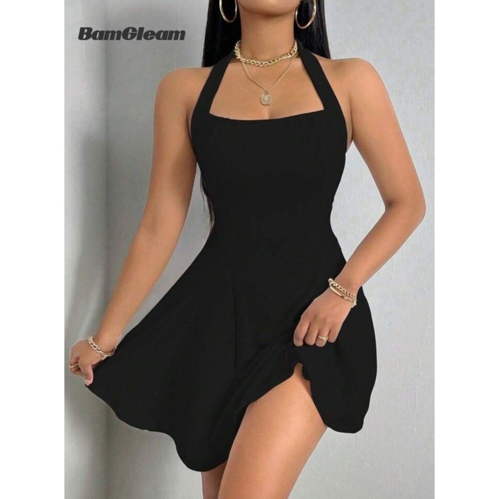 Shein Halter Dress, Black, Medium